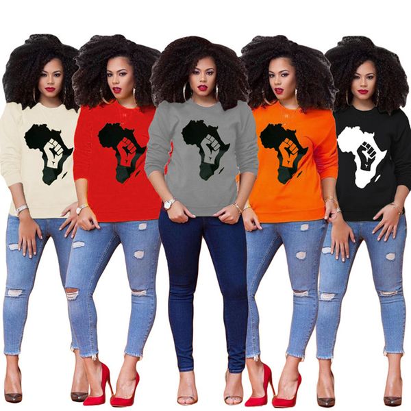 

map printed hoodies long sleeve t shirt women summer autumn spring pullover r sweatshirts girls blouse shirt d8403, Black