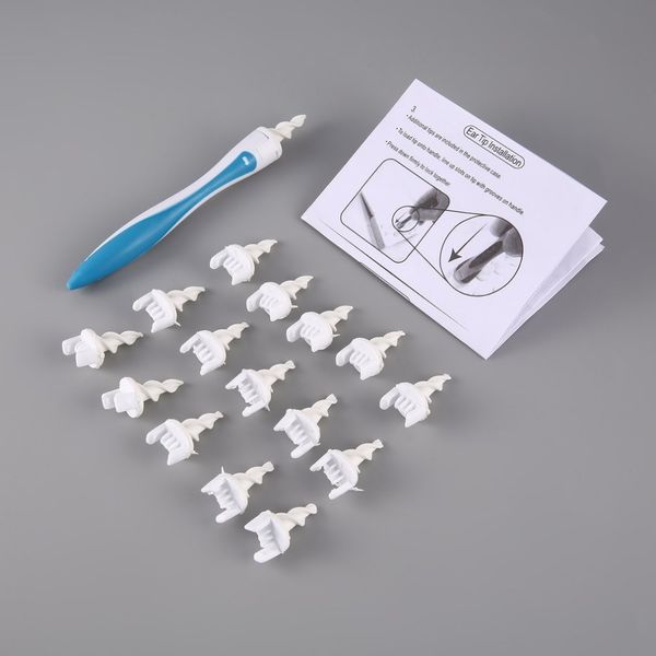 

smart ear cleaner earpick easy earwax removal soft spiral cleaner prevent ear-pick tools ear care kit with 16 replacement tips kid earpick