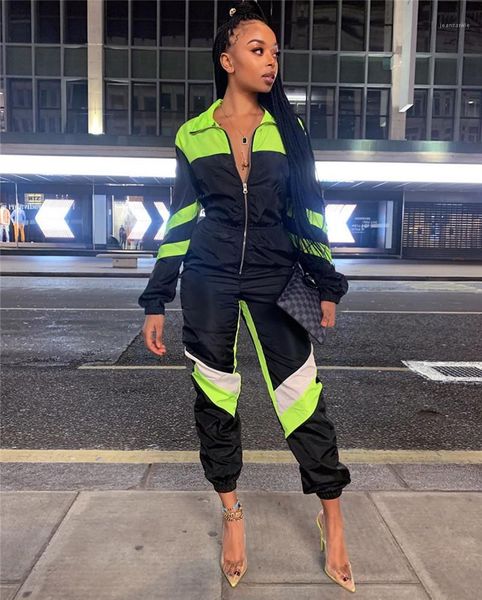 

одежда contrast color long pants дизайнерские женщин комбинезоны отворотом шеи мода zipper fly rompers повседневный спорт, Black;white