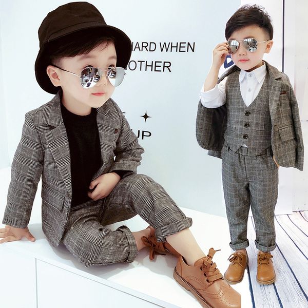 

new fashion kids plaid blazer wedding suits brand flower boys formal tuxedos school suit kids spring autumn clothing set f318, Blue