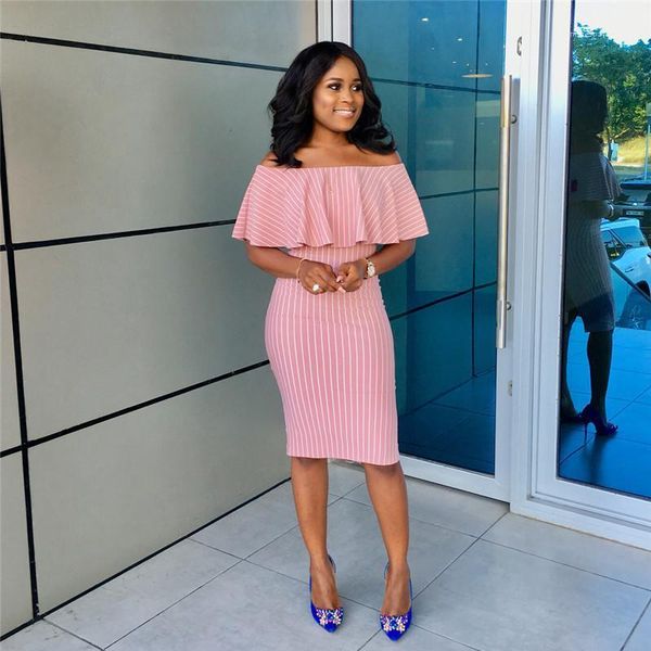 

petal sleeve summer dress brief lady cloth pink with white striped woman dress fashion slash neck, Black;gray