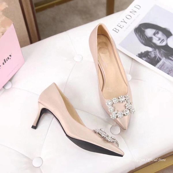 

women silk shoes heel pumps party shoes crystal pumps bling bling dress wedding heel 6.5cm size 34-40, Black