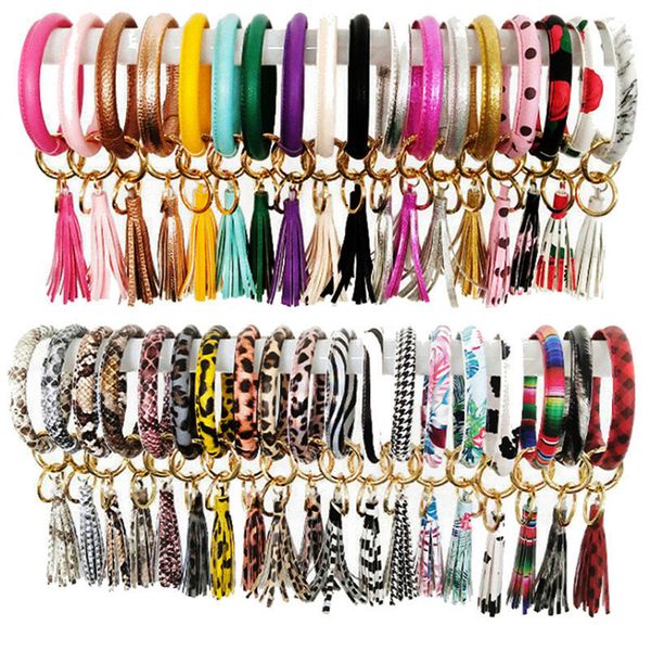 

multiple styles phone charm sun flower/flag pattern leather wrap tassels bracelets keychain wristlet bracelet tassel keychains round bangle