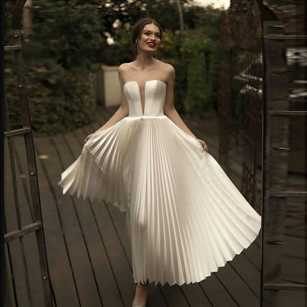 

Verngo Vintage Short Wedding Dress Simple Summer Wedding Gowns Custom Made Classic White Bride Dress Vestido Novia, Custom color
