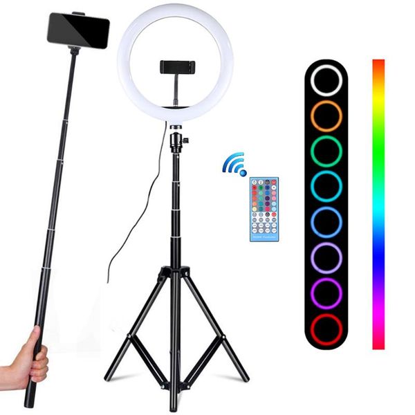 

professional 10 inch rgb selfie ring light with tripod led ring lamp p studio ringlight for tiktok youtube video lights