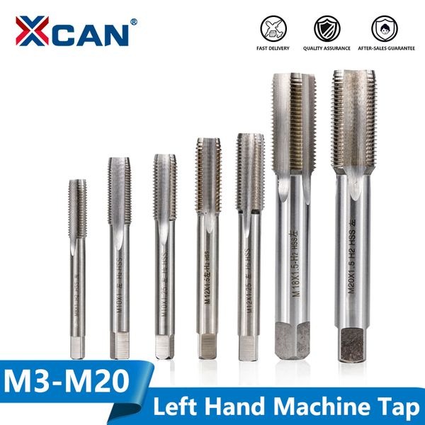 

xcan 1pc m3-m20 left hand machine thread tap hss steel machine plug tap metal screw hole drill metric screw thread