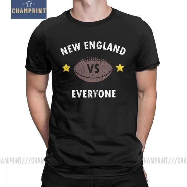 

new england vs everyone men's t shirts football rugby patriot fans funny pure cotton tees crewneck t-shirt big size