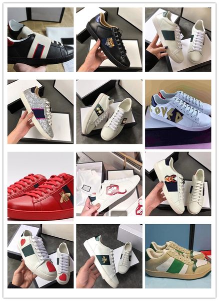 

new real leather sneakers shoes men women ace casual shoes with brown elasticity stripes size 34-46, Black