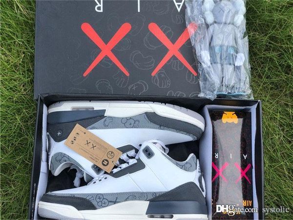 

ограниченность 2020 выпуск воздуха аутентичные 3 kaws customized куклы мужчины баскетбол обувь спортивные кроссовки с оригинальной коробке
