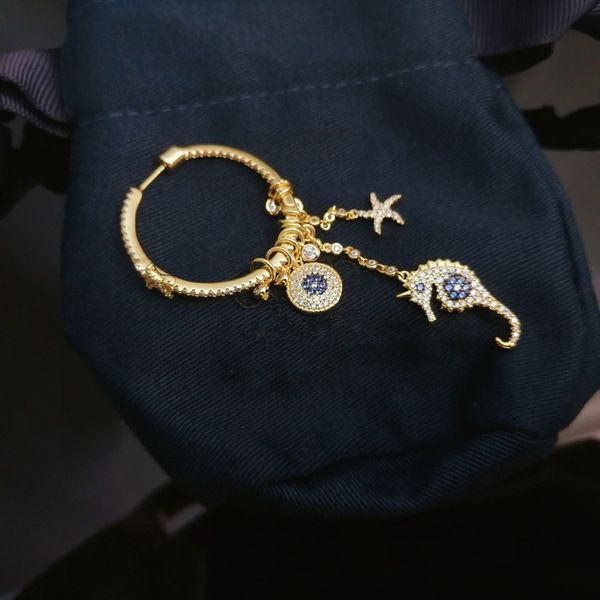 

june new product lucky eye seahorse exaggerated earrings, earrings, temperament, high-level sense, simplicity and fashion, Golden