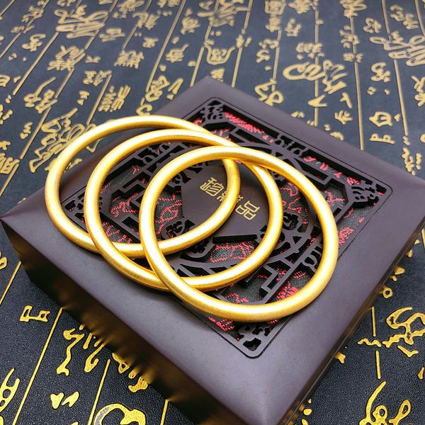 

ancient inheritance imitation gold bracelet simple frosted plain bangle with hip hop punk, White