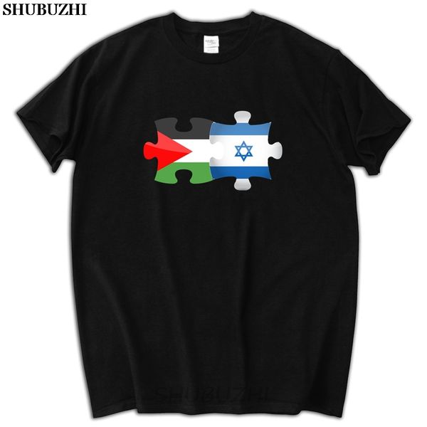 

screen printing t shirt male israel palestine puzzle men tshirt 100% cotton short sleeve guys brand clothing