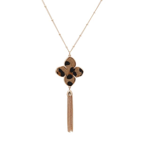 

pendant necklaces 2021 abalone leaf clover leopard statement tassel bohemian long & pendants, Silver