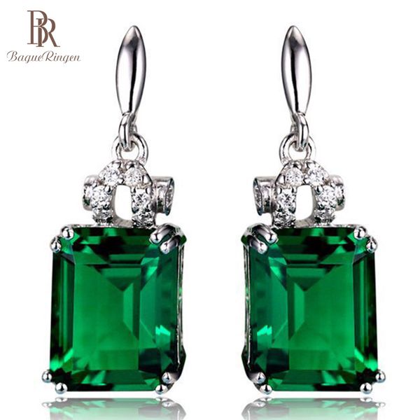 

bague ringen geometry gemstone earrings for women elegant gorgeous ear drops rectangular emerald silver 925 jewelry anniversary, Golden;silver