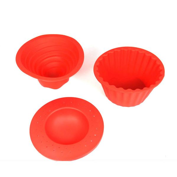 

3pcs silicone non-stick red reusable safe heat resistant flexible cake mold