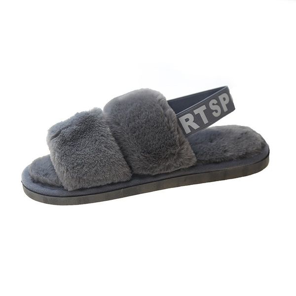 

sponge cake thick bottom hairy slippers women 2020 autumn and winter plus size 43 elastic home slippers, Black