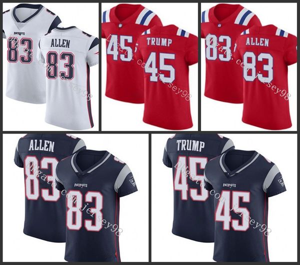 

new england patriots white 83 dwayne allen 45 donald trump white nfl men women youth jersey, Black;red