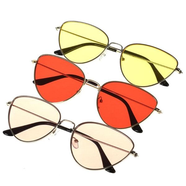 

metal retro new cat eye trend sunglasses, White;black