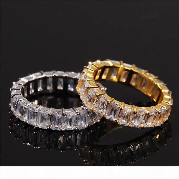 

hip-hop men's ring 18k yellow white gold plated large zircon ring finger rings new model, Silver