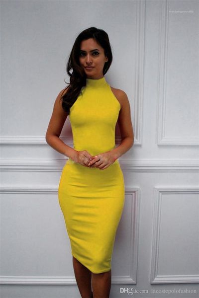 

bodycon dress summer women night club sleeveless dress fashion solid slim pencil dress contracted womens, Black;gray