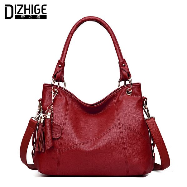 

dizhige brand big capacity tassel women leather handbags designer ladies shoulder bags famous chain women bags tote new sac 2020