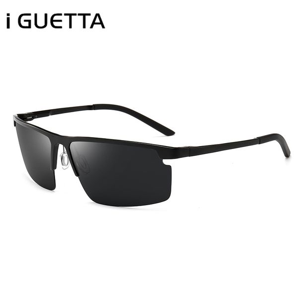 

iguetta polarized sunglasses men square driving aluminum-magnesium alloy frame men fashions glasses luxury designer iyjc684, White;black