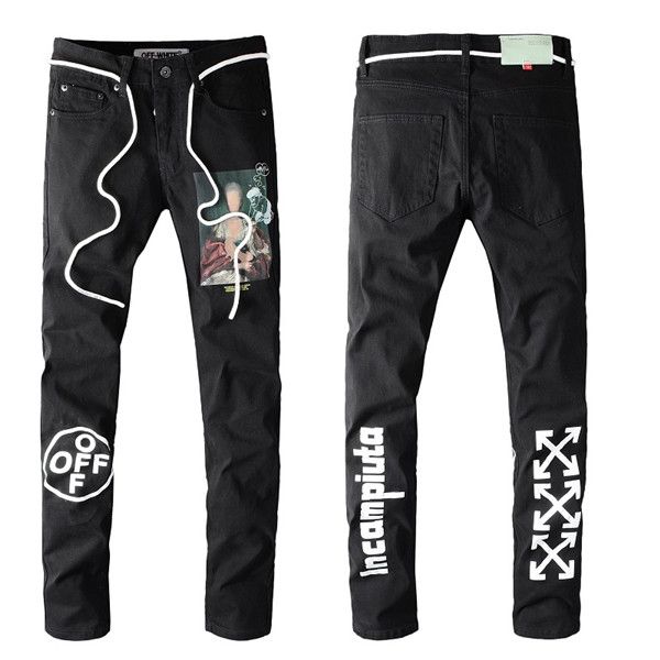 

20 men's slim jeans, fashion trendy barber jeans for men, printed letters elastic european and american style jeans, men's skinny, Blue