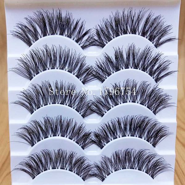 

false eyelashes yokpn 5 pairs handmade messy cross thick natural fake professional makeup tips long eye lashes