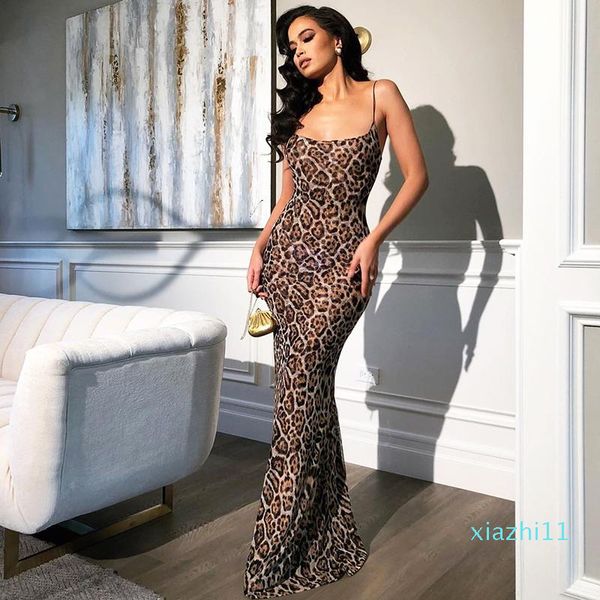 

garden long summer dress leopard women vintage animal print party maxi dress casual elegant beach dress ladies fashion clothing, Black;gray