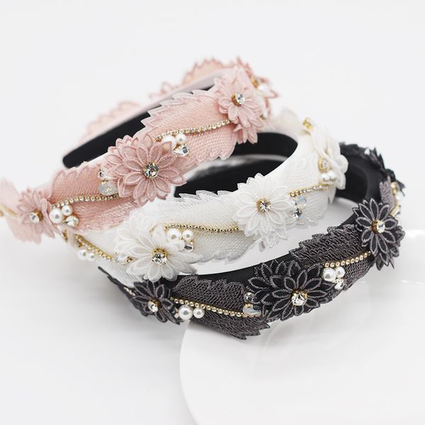 

new fashion temperament sponge cloth flower rhinestone ladies hair accessories travel gift wild personality hair hoop 813, Golden;silver