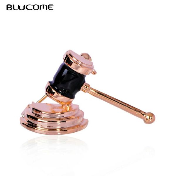 

blucome fashion black enamel brooches judge hammer mini jewelry for men kids women party suit clothing scarf backpack lapel pins, Gray
