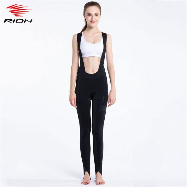 

rion women winter thermal cycling bib pants pro team training cycling tights mountain bike padded mtb bicycle long pants tights, Black;blue
