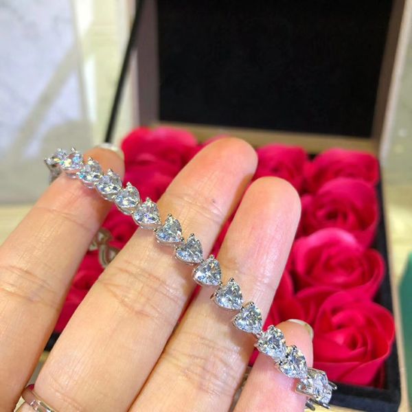 

2020 качества top s925 чистого серебро сердца браслета с бриллиантами для женщин ювелирных изделий свадебного подарка бесплатной доставка ps, Black