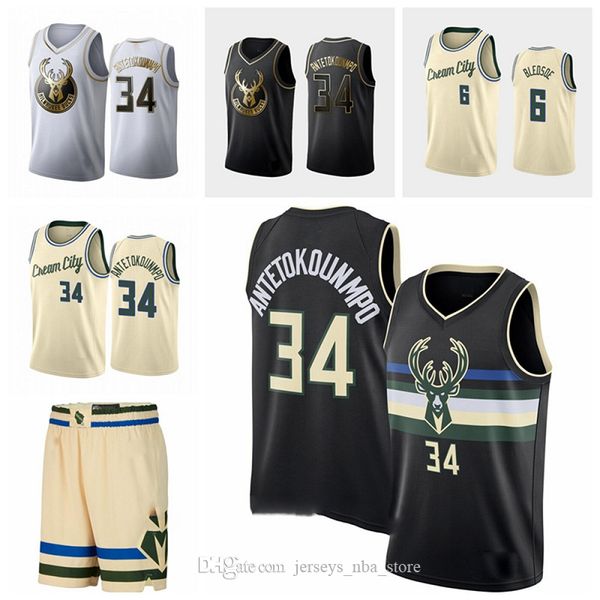

new milwaukee bucks throwback jersey giannis antetokounmpo 34 new eric bledsoe 6 city white black edition basketball jerseys, Black;red