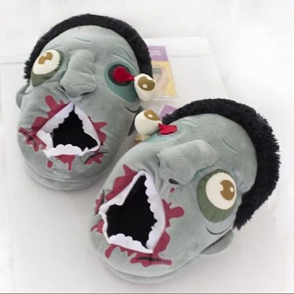 

christmas gift halloween plush zombie slippers / ravenous zombie warm slippers home halloween funny shoes gift, Black