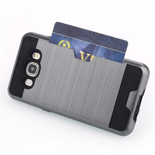 

armor tpu+pc hybrid wire drawing brushed with credit card slot case for samsung galaxy j1 ace j3 j5 j7 j310 j510 j710 j120 j2 prime 300pc hx