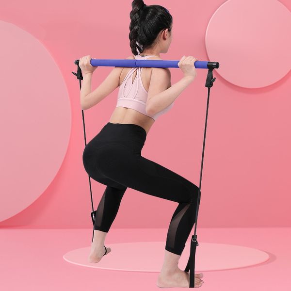 

yoga pilates bar exercise stick toning bar fitness home women gym workout bodybuilding abdominal resistance bands rope puller