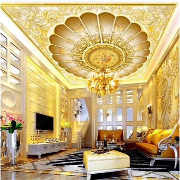 

wallpapers 3d po wallpaper custom living room ceiling mural nine fish gold pattern dome picture wall for walls