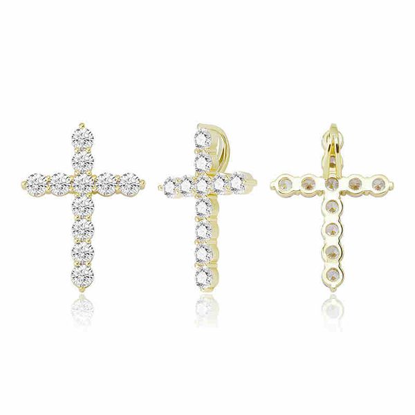 

hip hop iced out cz silver plated cross pendant necklace for women men party wedding jewelry