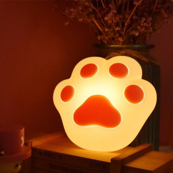 

usb charging colorful cat paw lamps portable magnetic 3 modes dimmable room bed bedside atmosphere touch night light