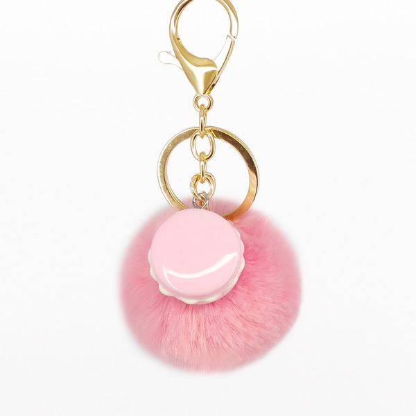 

macaron fur pompom keychain plush ball key chains bag decorative pendants charms car key ring accessories fashion jewelry gifts, Silver