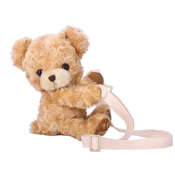 

new cute bear women girls cute smile bear soft plush doll cross-body mini messenger bag children adorable mini bear bags gifts