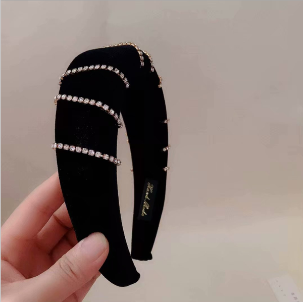 

wide version velvet hairbands personality rhinestone headbands fashion all-match hair accessories women