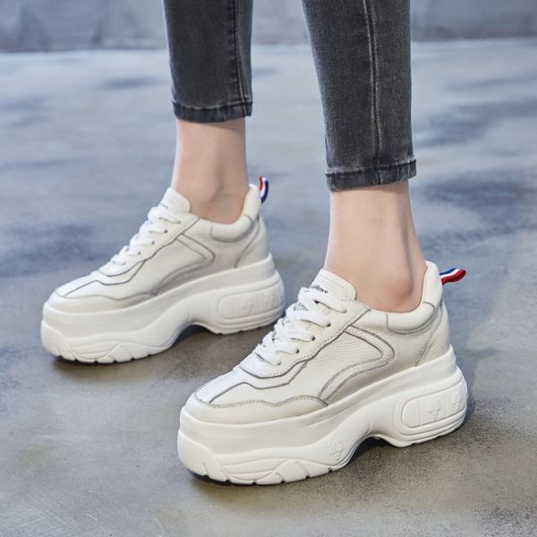 

of 2020 the new single shoes increased 9 cm thick bottom han edition joker loafers students sports shoes sneakers torre, Black
