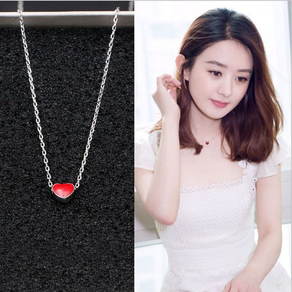 

new korean version of the heart-shaped necklace female simple wild style jewelry stainless steel alloy products, Silver