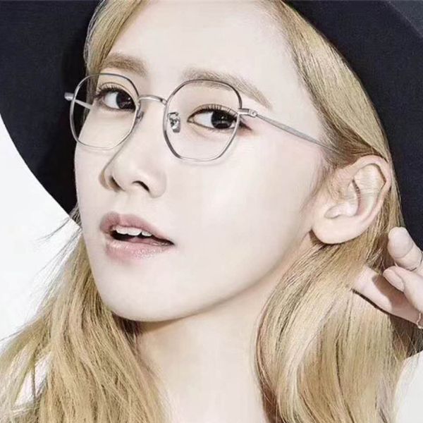 

metal irregular polygon glasses frame retro art flat mirror optical glasses can be equipped with myopia, Black