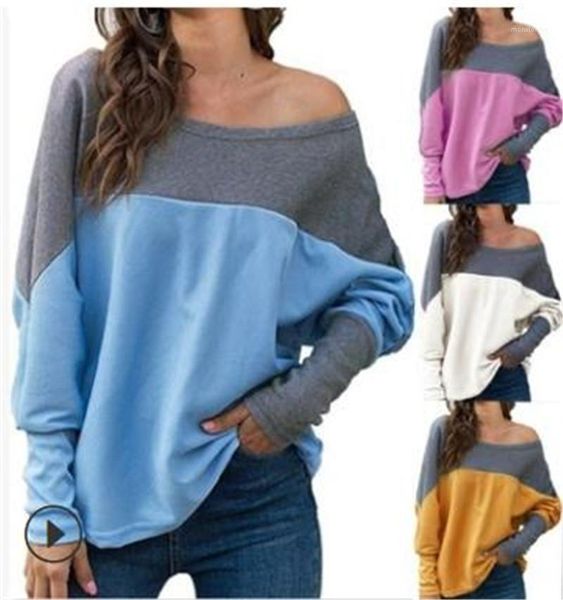 

женская дизайнерская вязаные контраст цвет crew neck batwing рукавом плюс размер женская одежда осень зима, White