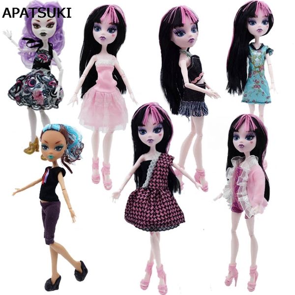 

7pcs/lot fashion clothes for monster high dolls dress party dresses vestidos casual clothes for monster doll kid toys, Silver
