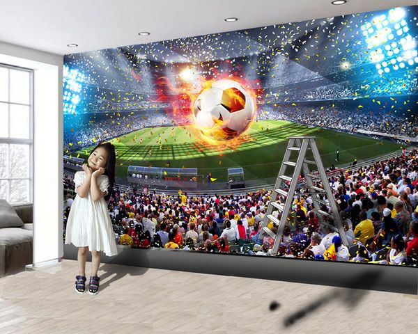 3D Mural Wallpaper 3d papel de parede moderno super grande dez mil futebol estádio digital impressão hd decorativo bonito papel de parede