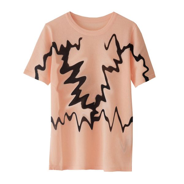 

women knit sweater summer autumn letter v print contrast color crew neck short sleeve loose linen thin knit female casual sweater, White;black